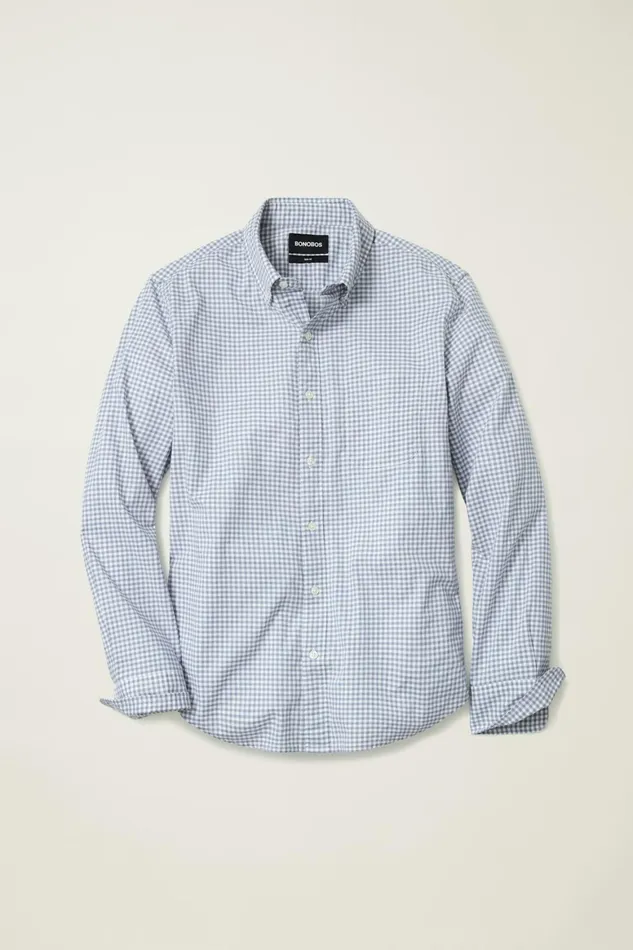 Men Everyday Shirt Sky White Gingham Bonobos Casual Shirts