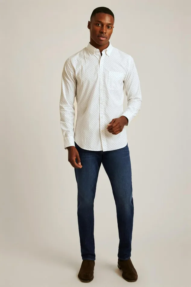 Men Everyday Shirt White Green Dot Bonobos Casual Shirts