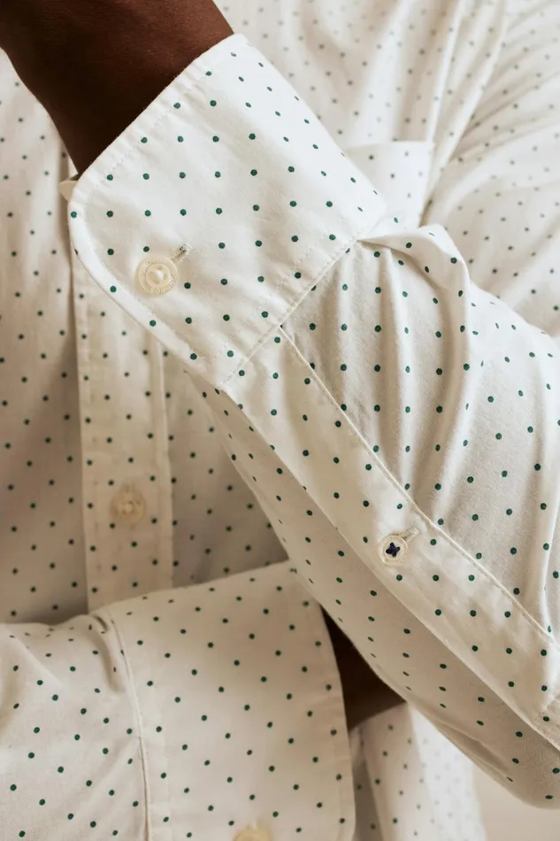 Men Everyday Shirt White Green Dot Bonobos Casual Shirts