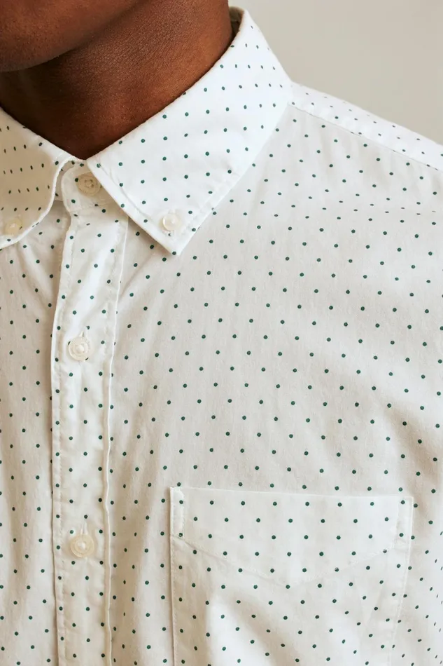Men Everyday Shirt White Green Dot Bonobos Casual Shirts