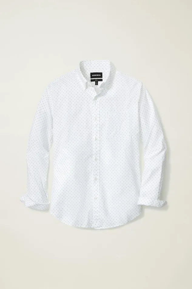 Men Everyday Shirt White Green Dot Bonobos Casual Shirts