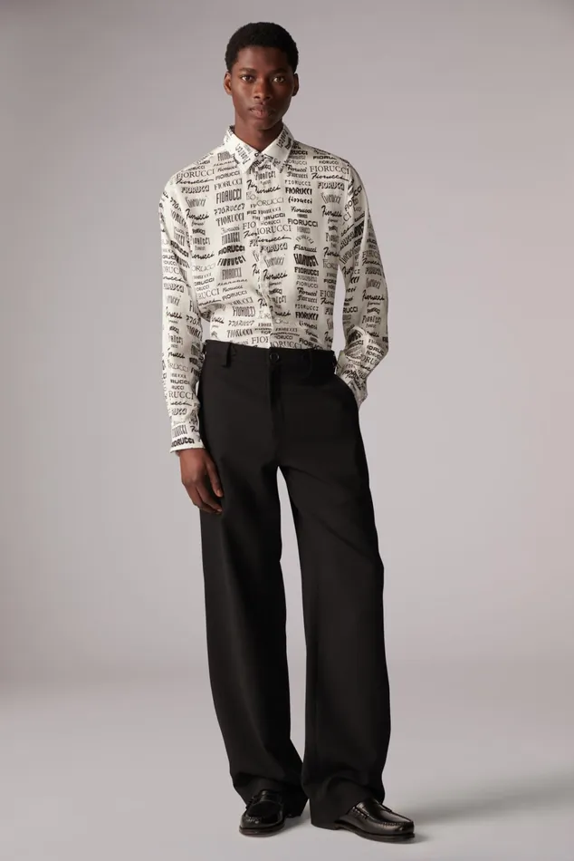 Men Fiorucci Shirts All Over Logo Shirt White