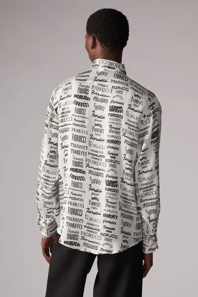 Men Fiorucci Shirts All Over Logo Shirt White