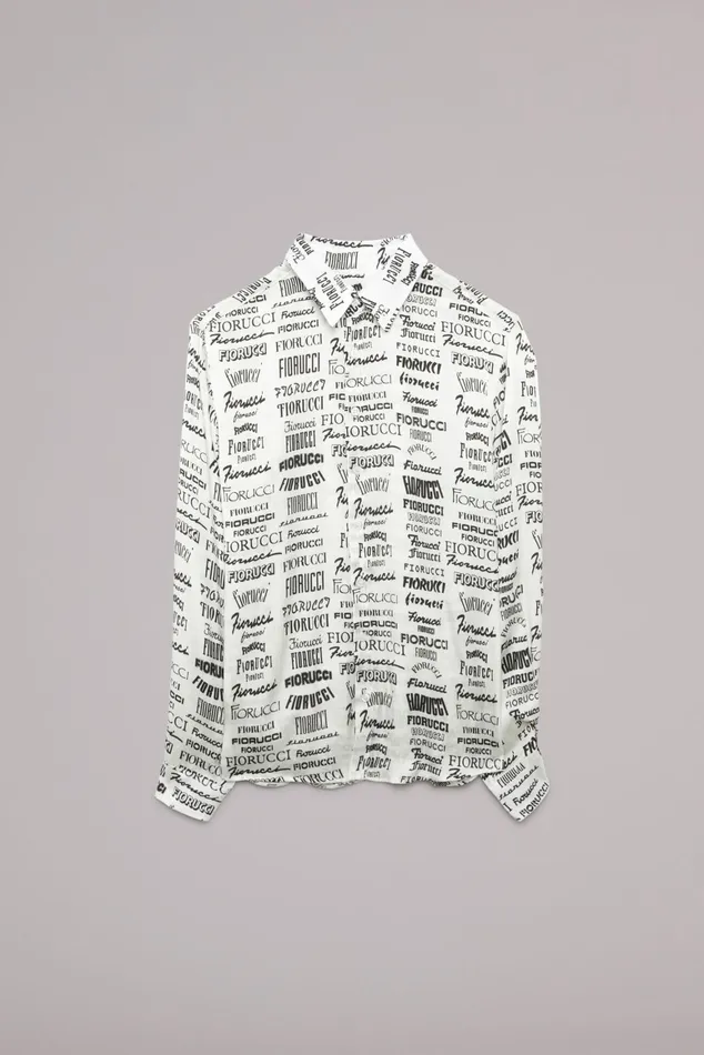 Men Fiorucci Shirts All Over Logo Shirt White