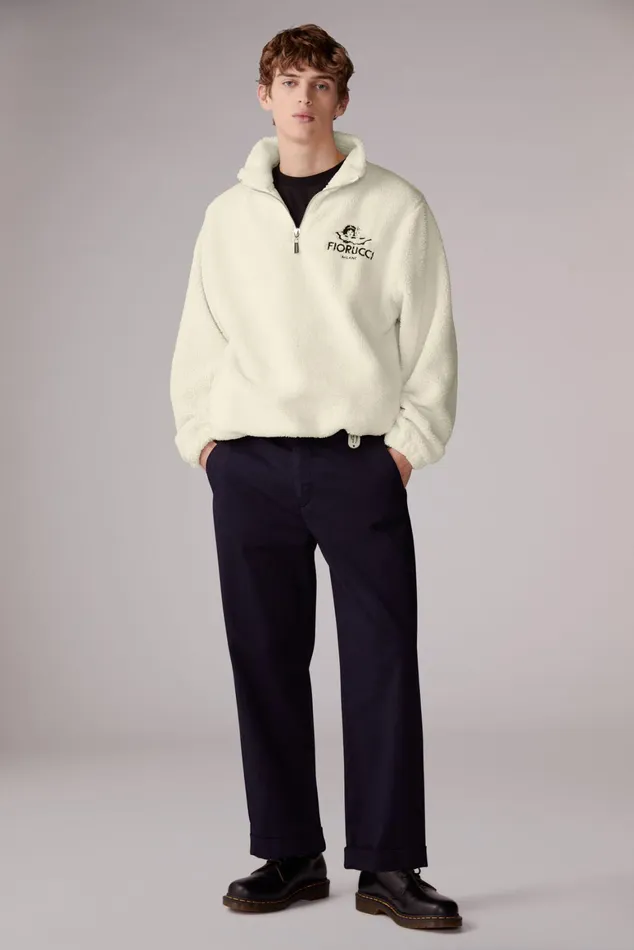 Men Fiorucci Sweatshirts and Hoodies Milano Angels Zip Fleece Cream
