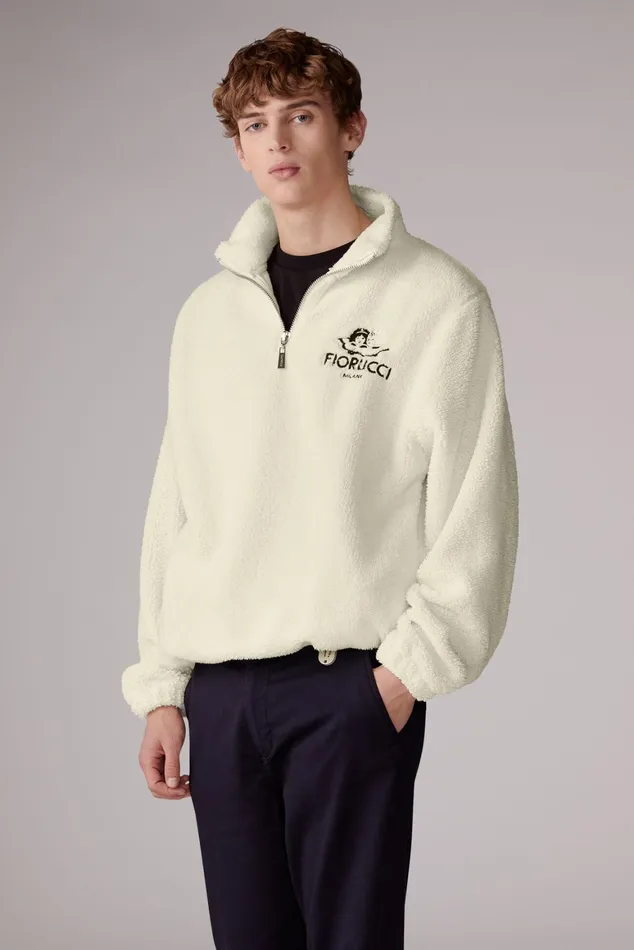 Men Fiorucci Sweatshirts and Hoodies Milano Angels Zip Fleece Cream Men Fiorucci Sweatshirts and Hoodies Milano Angels Zip Fleece Cream