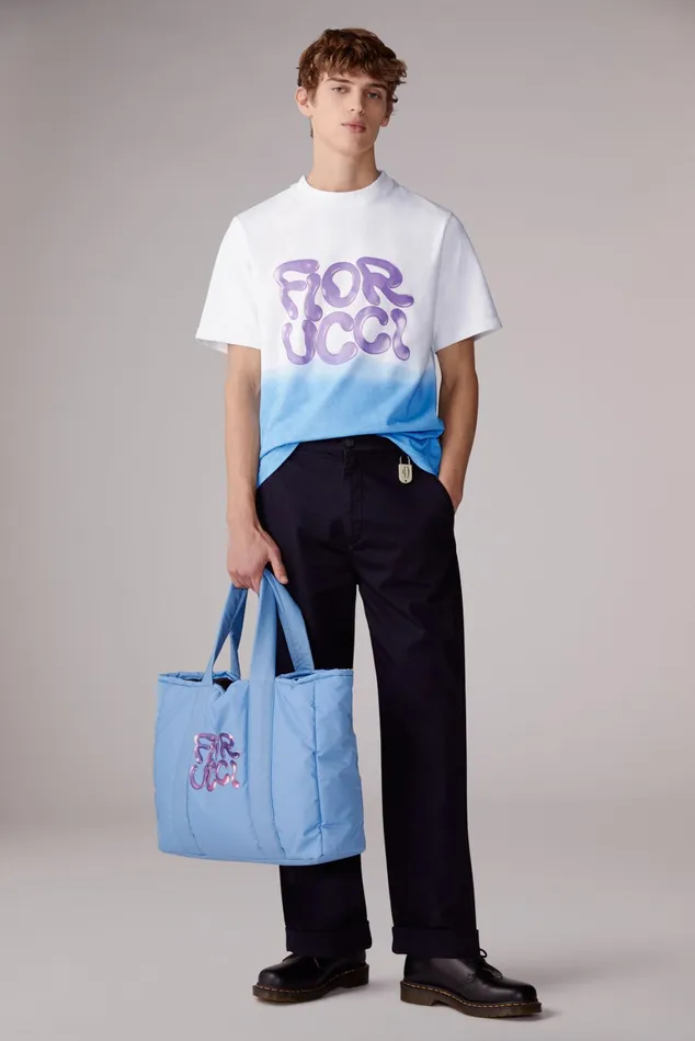Men Fiorucci TShirts and Tops Liquid Logo Ombre Tshirt Blue