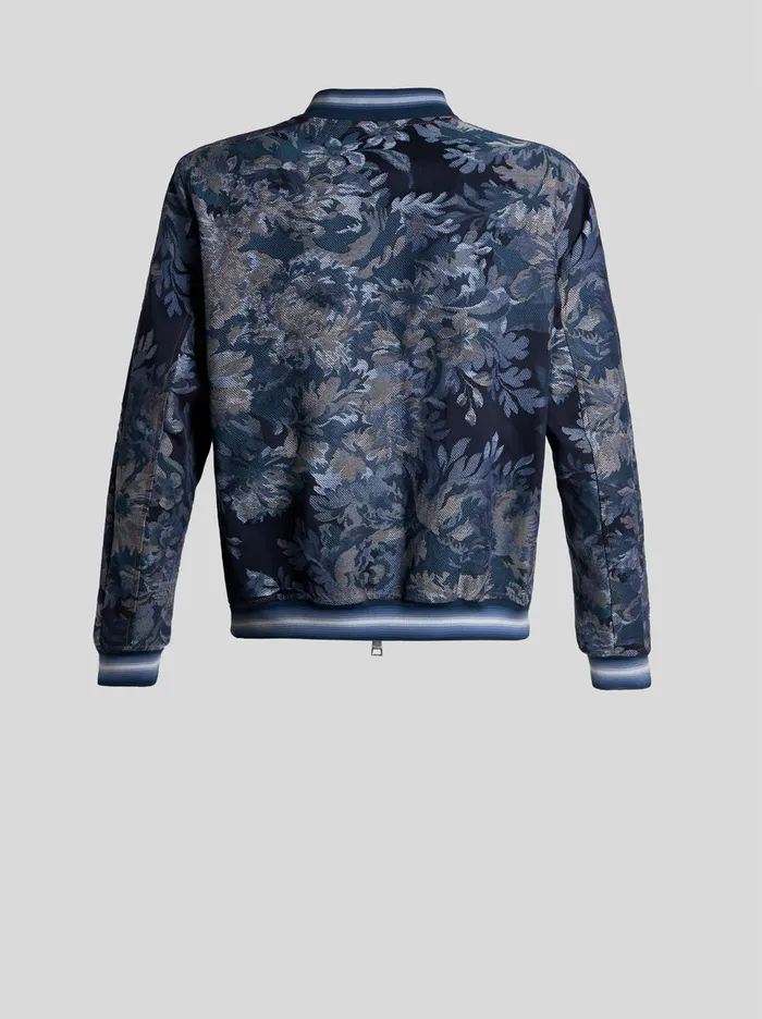 Men Floral Bomber Jacket With Intarsia Etro Coats And Outerwear