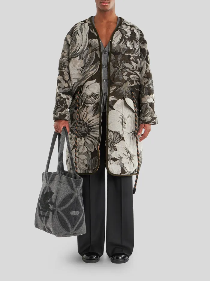 Men Floral Pattern Jacket With Drawstring Etro Coats And Outerwear