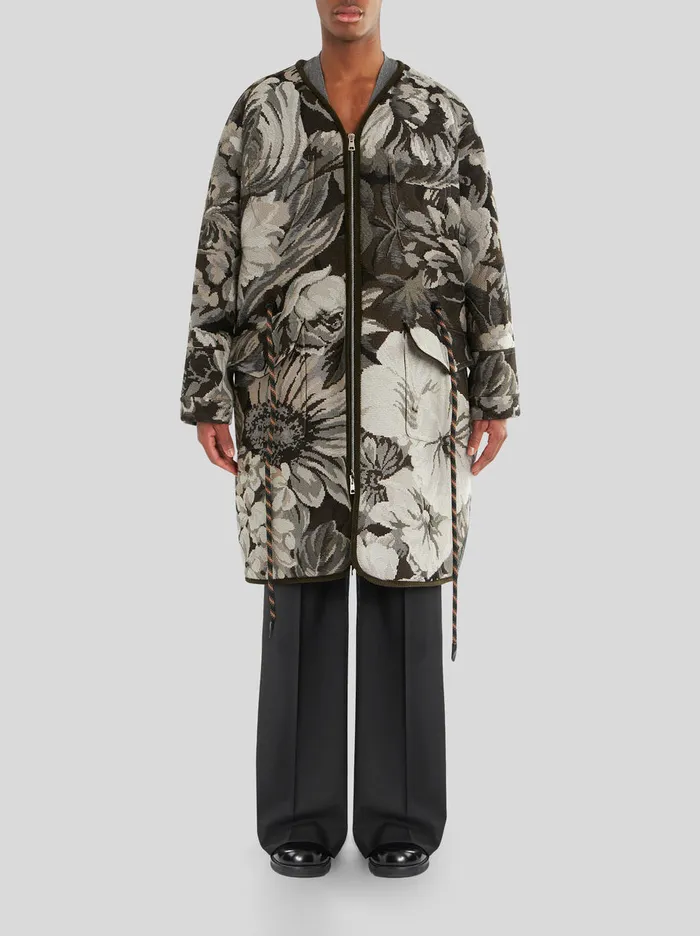 Men Floral Pattern Jacket With Drawstring Etro Coats And Outerwear