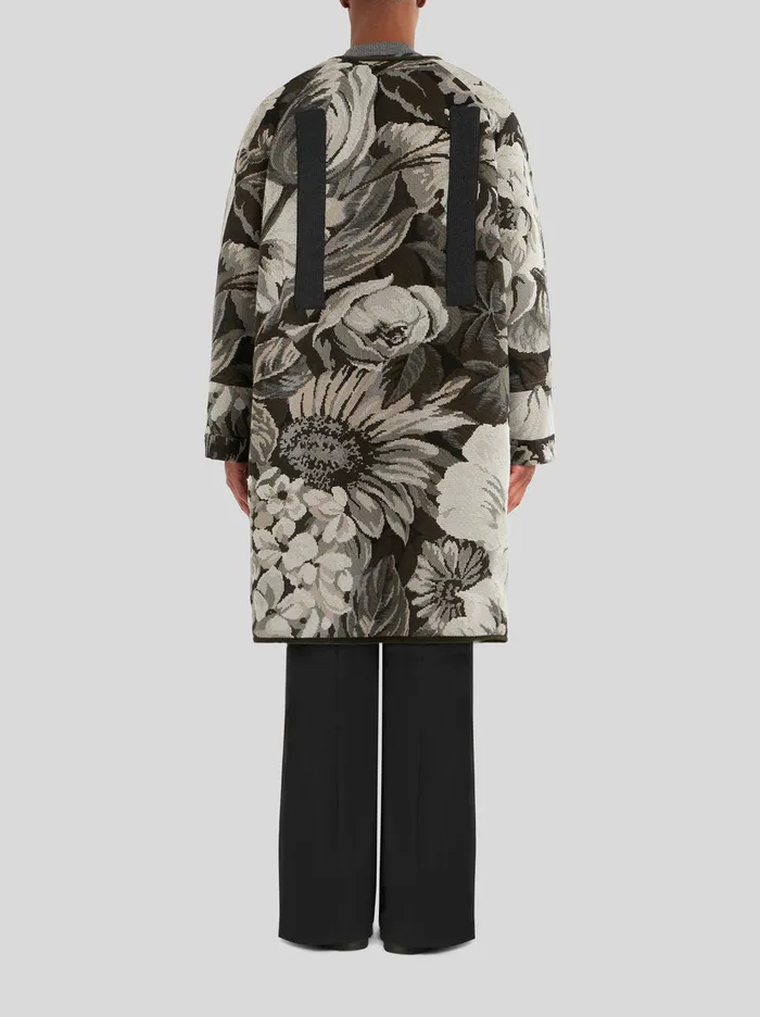 Men Floral Pattern Jacket With Drawstring Etro Coats And Outerwear