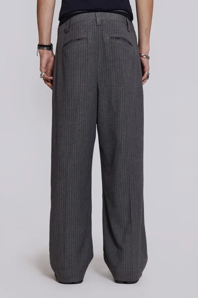 Men Goliath Light Grey Pinstripe Suit Pant Jaded London Trousers and Pants