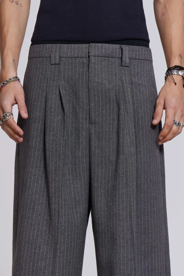 Men Goliath Light Grey Pinstripe Suit Pant Jaded London Trousers and Pants