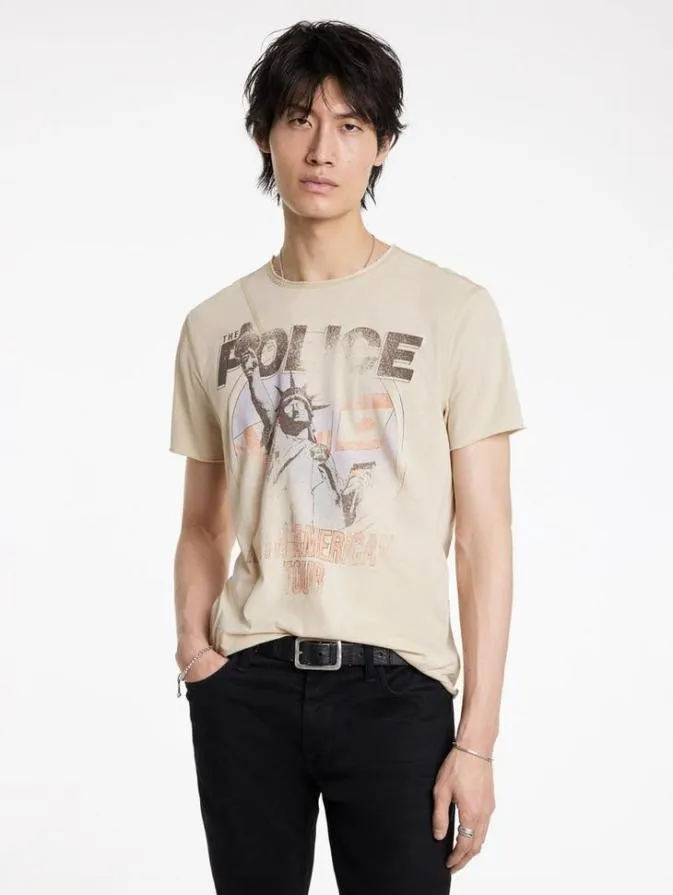 Men Graphic Tees John Varvatos THE POLICE TOUR TEE Almond