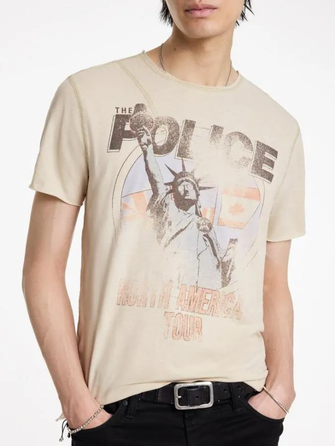 Men Graphic Tees John Varvatos THE POLICE TOUR TEE Almond