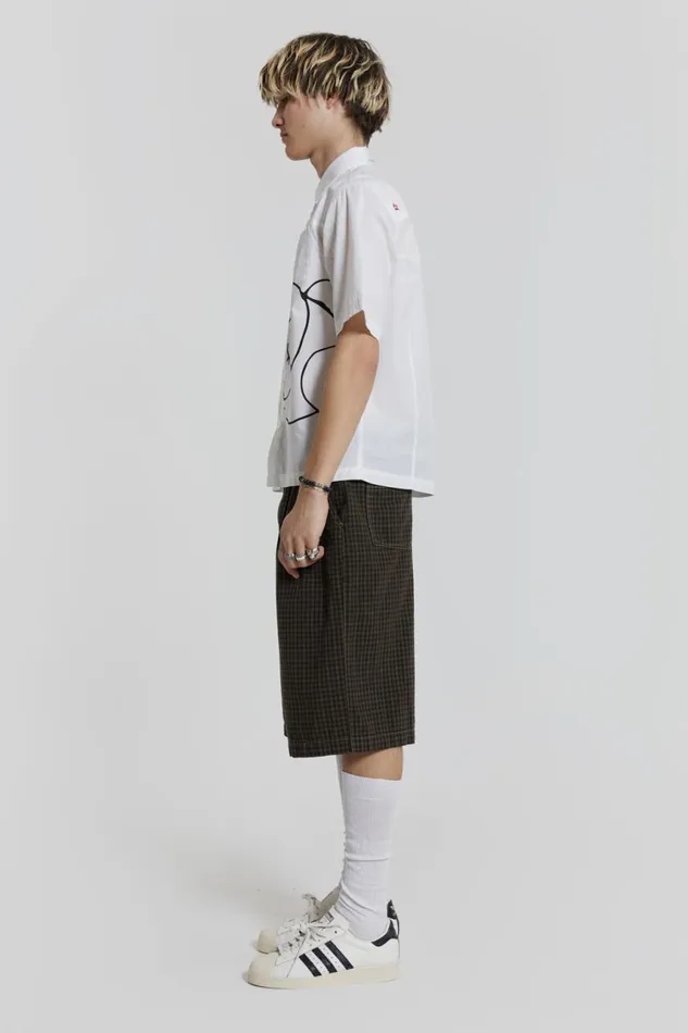 Men Grungy Check Pleated Golf Shorts Jaded London Shorts and Jorts