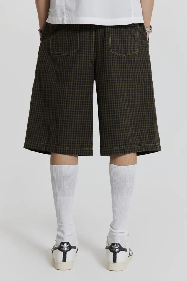 Men Grungy Check Pleated Golf Shorts Jaded London Shorts and Jorts