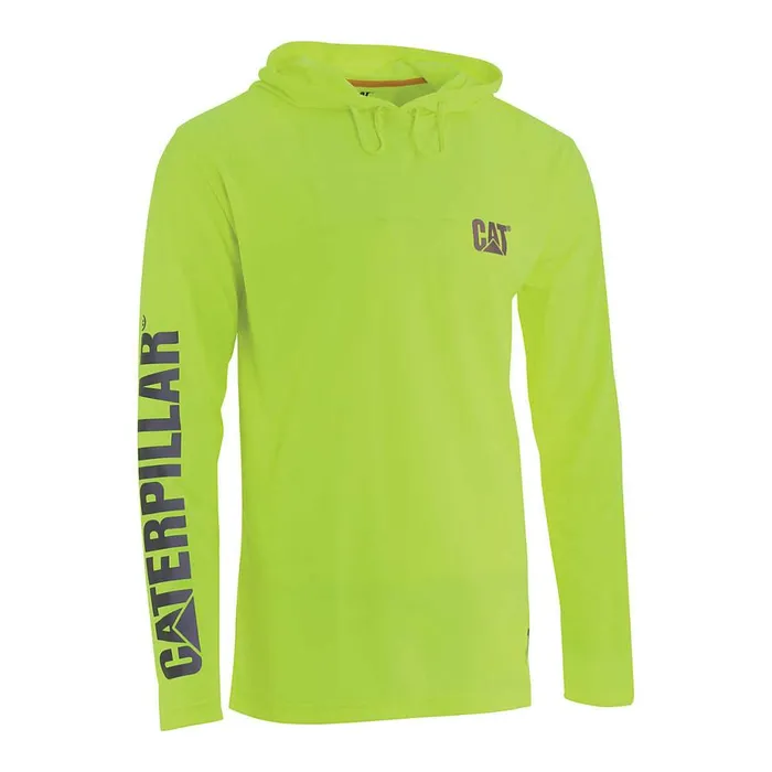 Men HiVis UPF Hooded Long Sleeve Tee Cat Footwear Tops and Outerwear