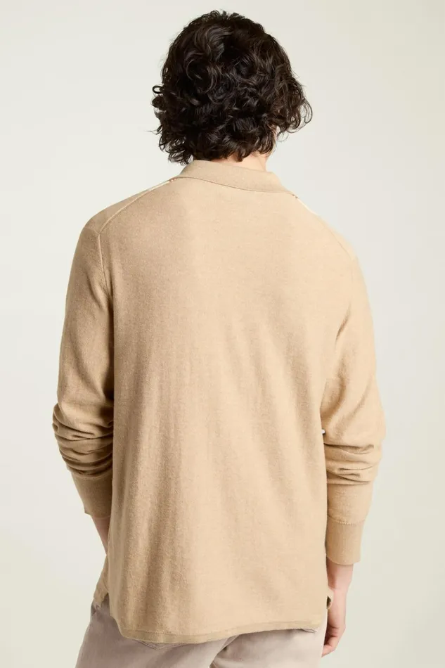 Men Hudson Long Sleeve Sweater Polo Camel Cotton Cashmere Stripe Bonobos Sweater Polos