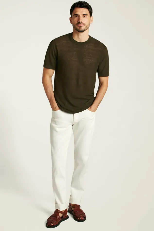 Men Italian Linen Sweater Tee Kale Green Bonobos Short Sleeve Tees