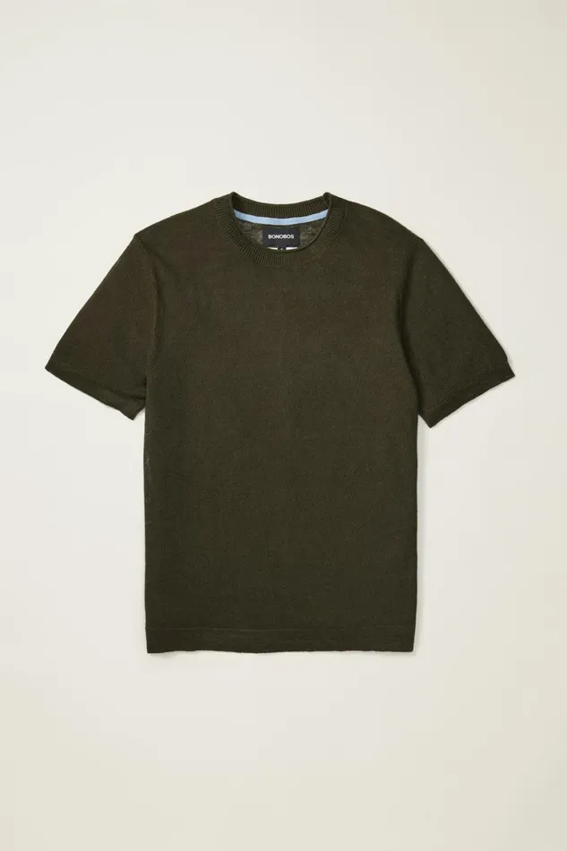 Men Italian Linen Sweater Tee Kale Green Bonobos Short Sleeve Tees
