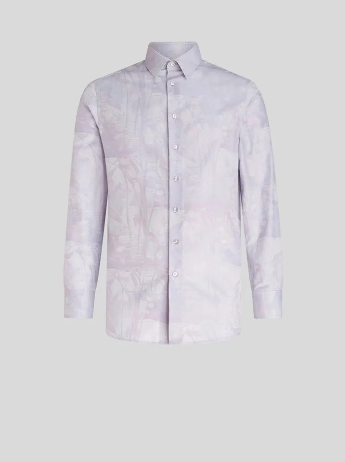 Men Jacquard Shirt With Tonal Patterns Etro Shirts