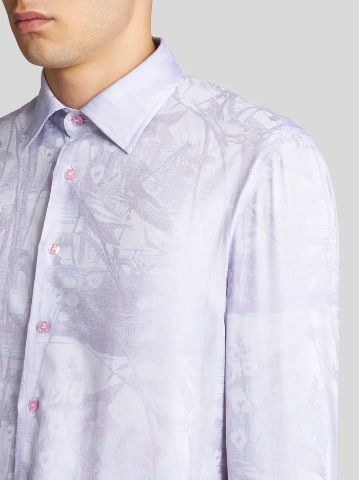 Men Jacquard Shirt With Tonal Patterns Etro Shirts