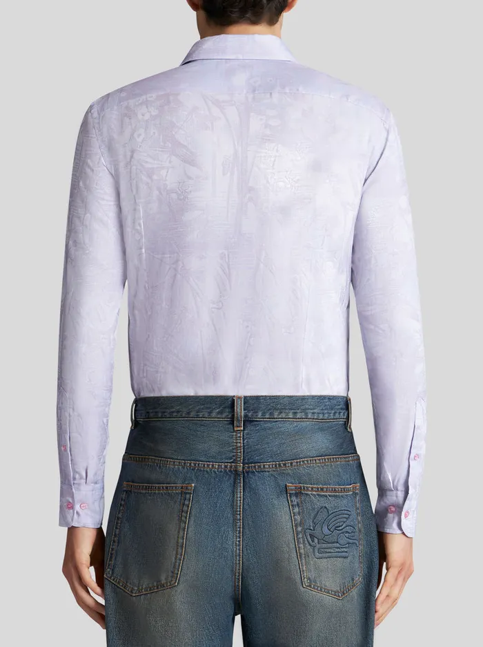 Men Jacquard Shirt With Tonal Patterns Etro Shirts