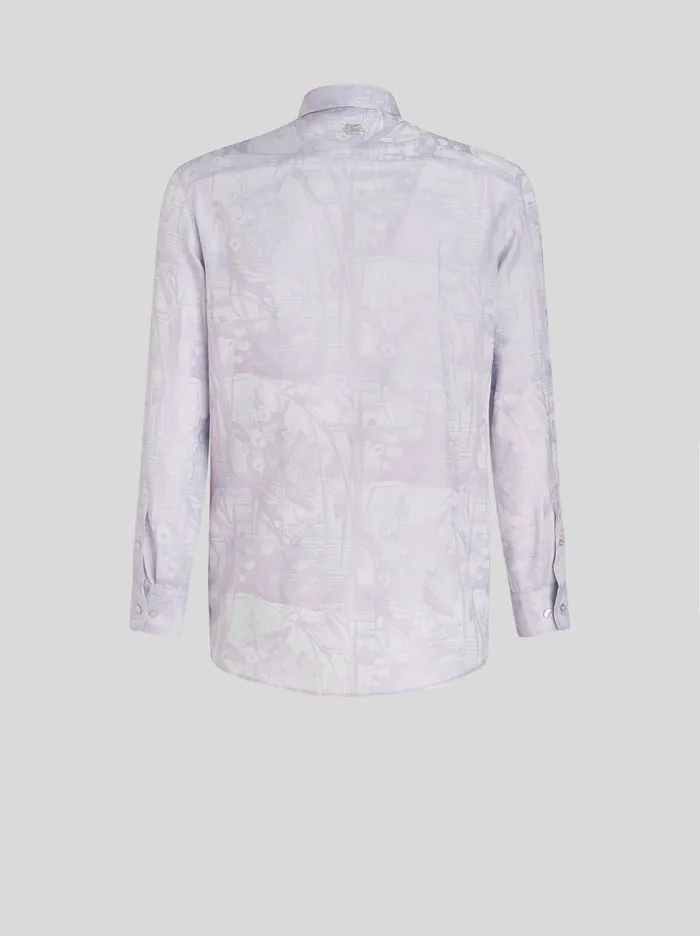 Men Jacquard Shirt With Tonal Patterns Etro Shirts