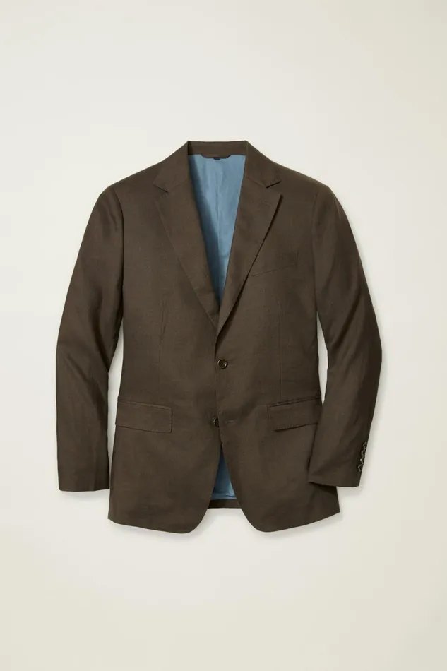 Men Jetsetter Italian Linen Blazer Dark Brown Bonobos Blazers and Sport Coats