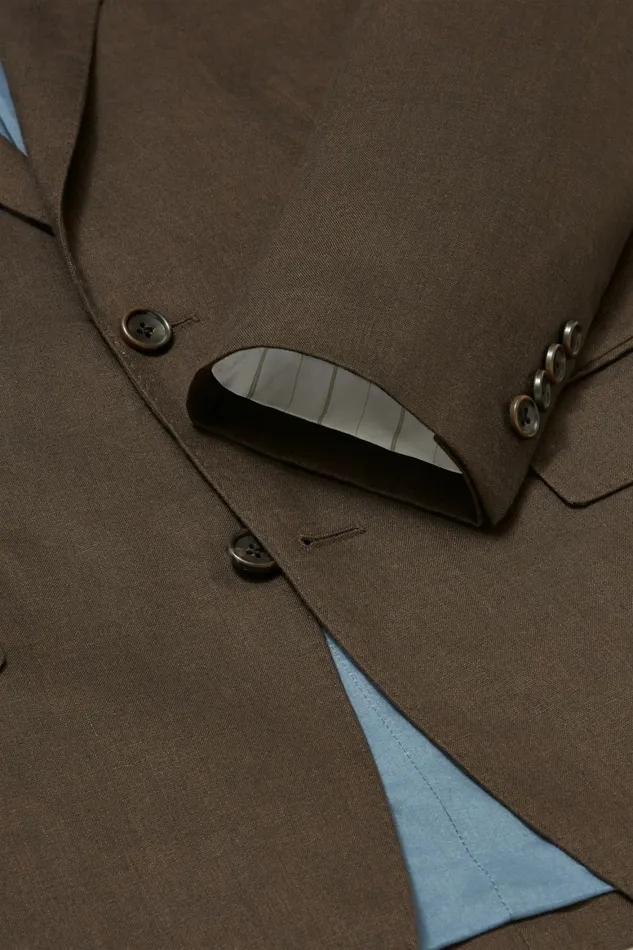 Men Jetsetter Italian Linen Blazer Dark Brown Bonobos Blazers and Sport Coats