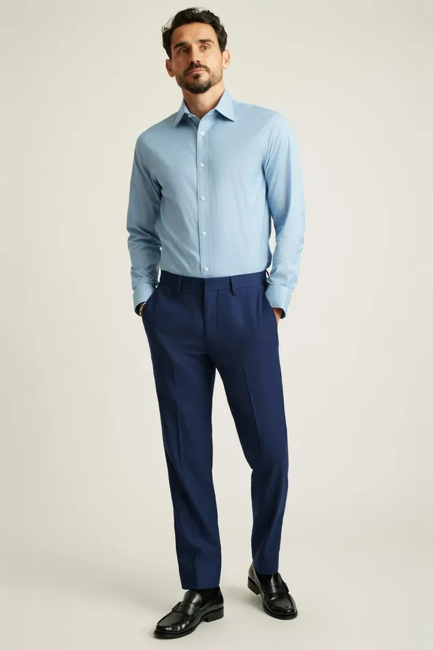 Men Jetsetter Italian Wool Dress Pant Bright Navy Sharkskin Bonobos Dress Pants