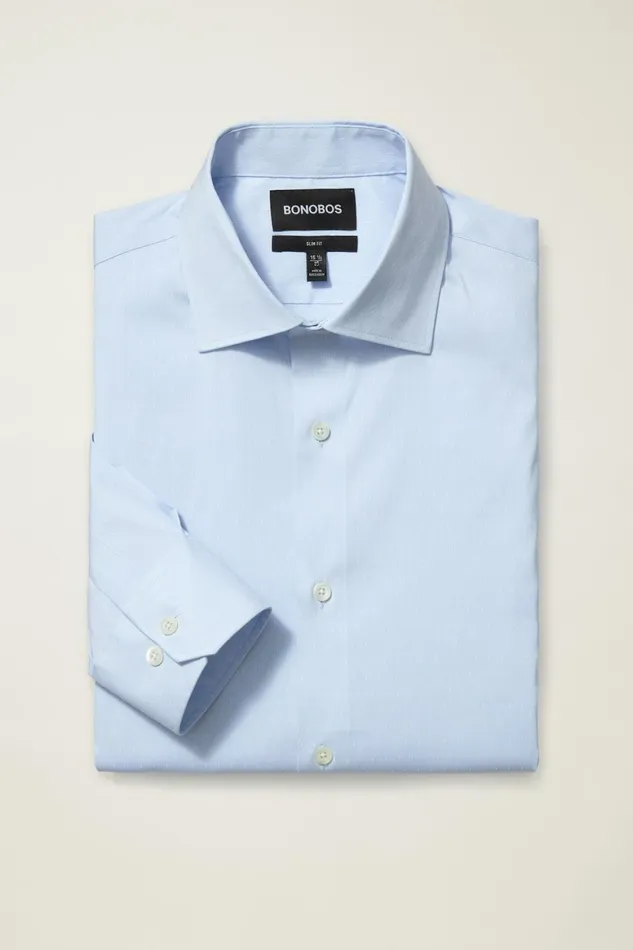 Men Jetsetter Stretch Dress Shirt Blue End On End Dobby Bonobos Business Casual Shirts