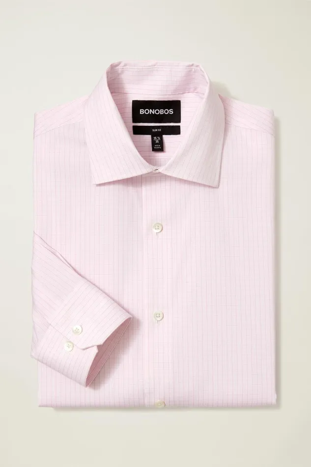 Men Jetsetter Stretch Dress Shirt Pink Enzo Plaid Bonobos Business Casual Shirts