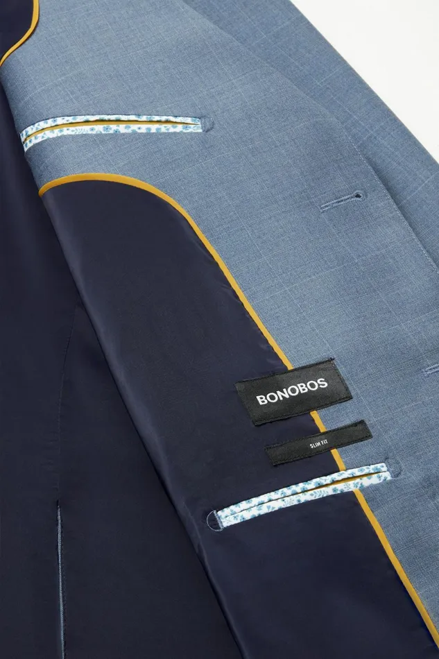 Men Jetsetter Wool Blazer Blue White Deco Check Bonobos Blazers and Sport Coats