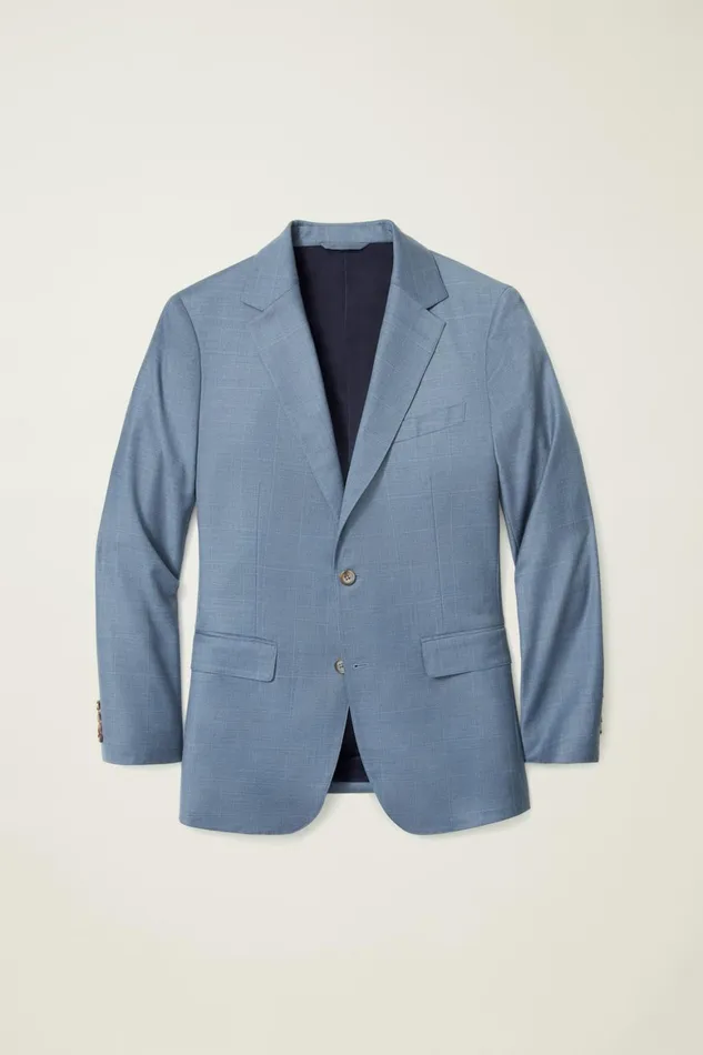 Men Jetsetter Wool Blazer Blue White Deco Check Bonobos Blazers and Sport Coats