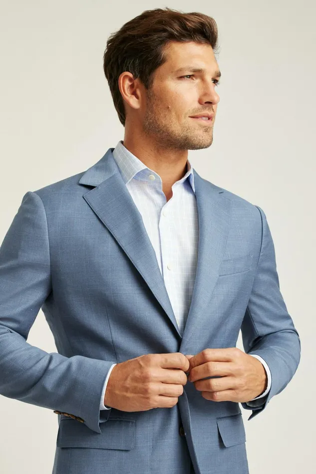 Men Jetsetter Wool Blazer Blue White Deco Check Bonobos Blazers and Sport Coats