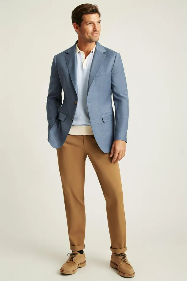 Men Jetsetter Wool Blazer Blue White Deco Check Bonobos Blazers and Sport Coats