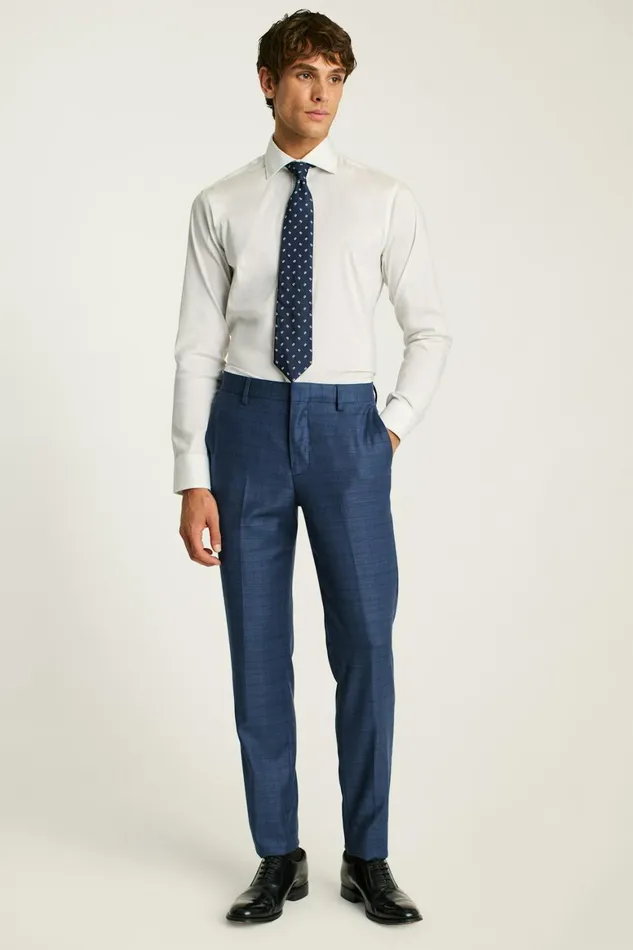 Men Jetsetter Wool Dress Pant Mid Blue Glen Plaid Bonobos Dress Pants