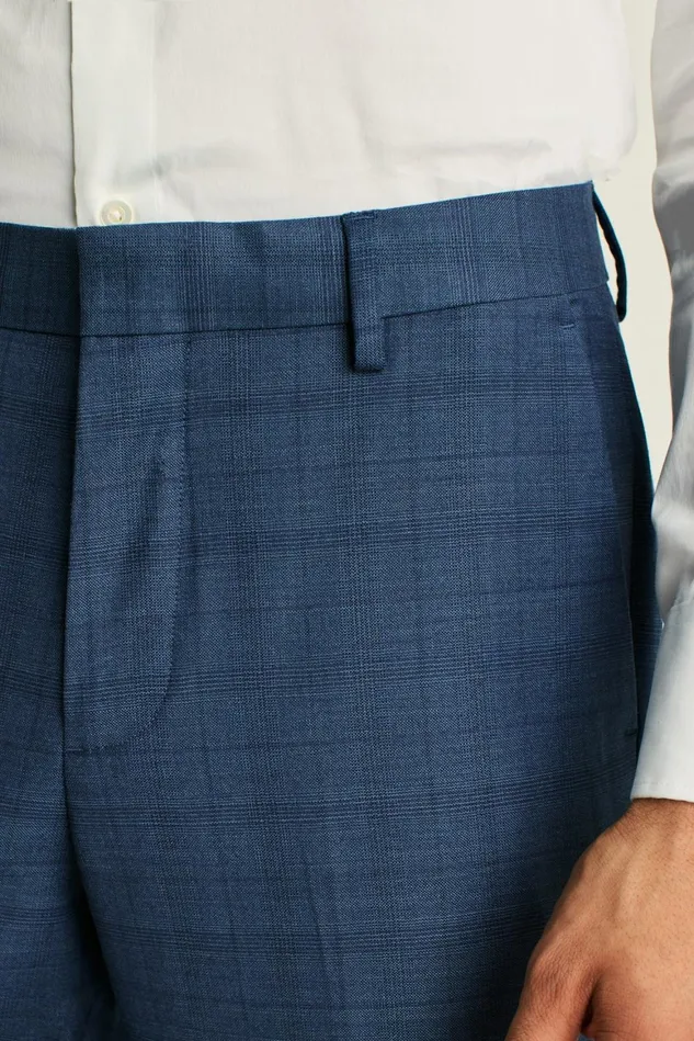 Men Jetsetter Wool Dress Pant Mid Blue Glen Plaid Bonobos Dress Pants