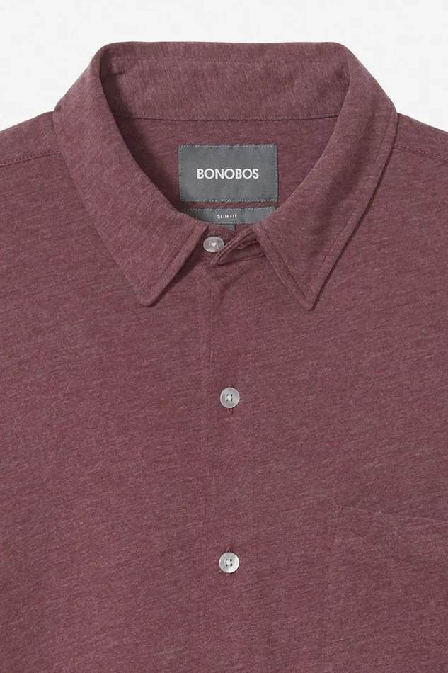 Men Knit ButtonDown Heather Burgundy Bonobos Casual Shirts