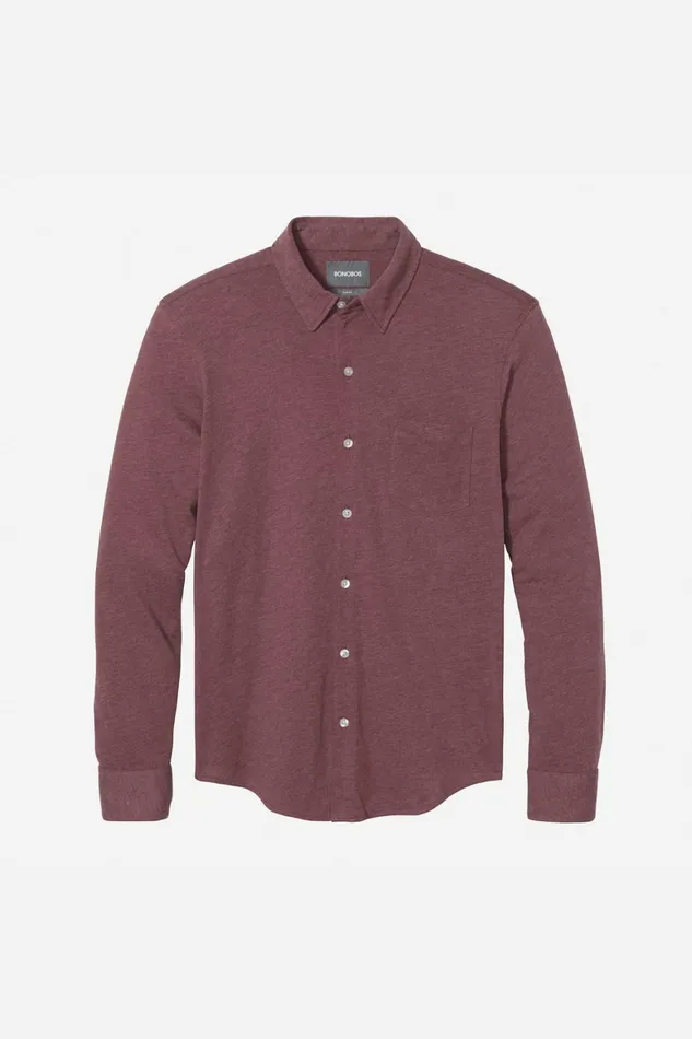 Men Knit ButtonDown Heather Burgundy Bonobos Casual Shirts