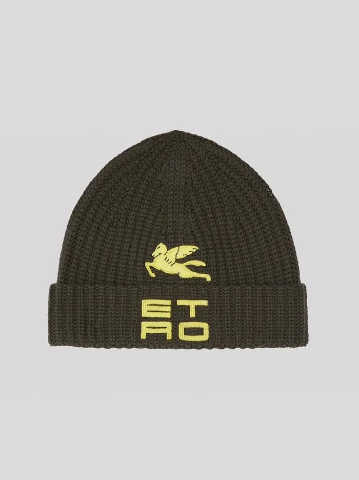 Men Knitted Beret With Cube Logo Etro Hats