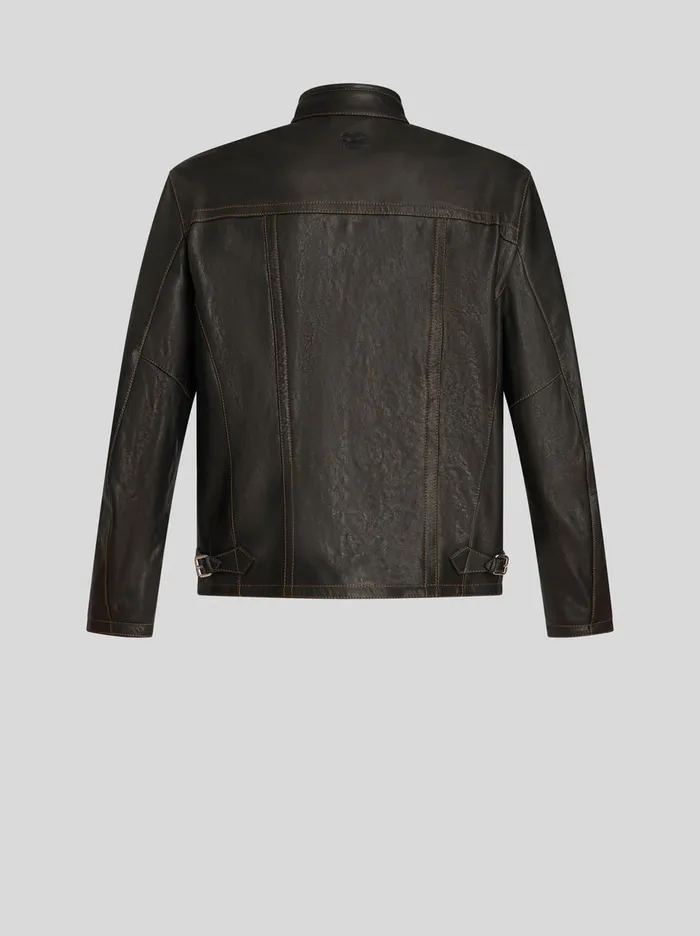 Men Leather Biker Jacket Etro Coats And Outerwear