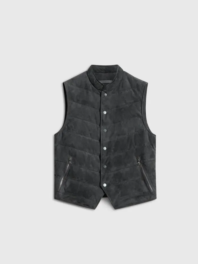 Men Leather Jackets John Varvatos JACKSON VEST Concrete Htr