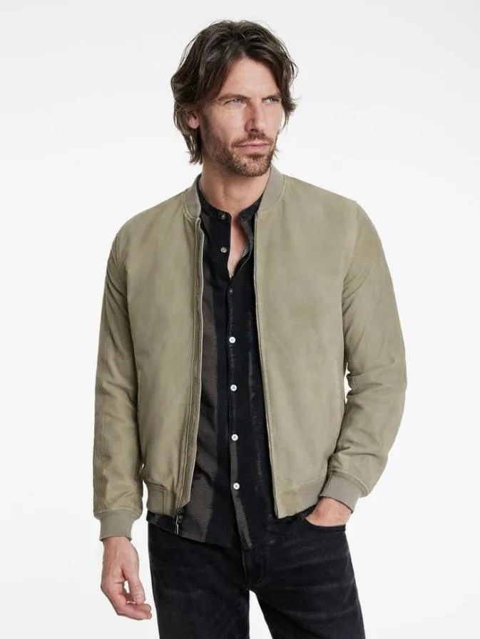 Men Leather Jackets John Varvatos KHAI BOMBER Spruce