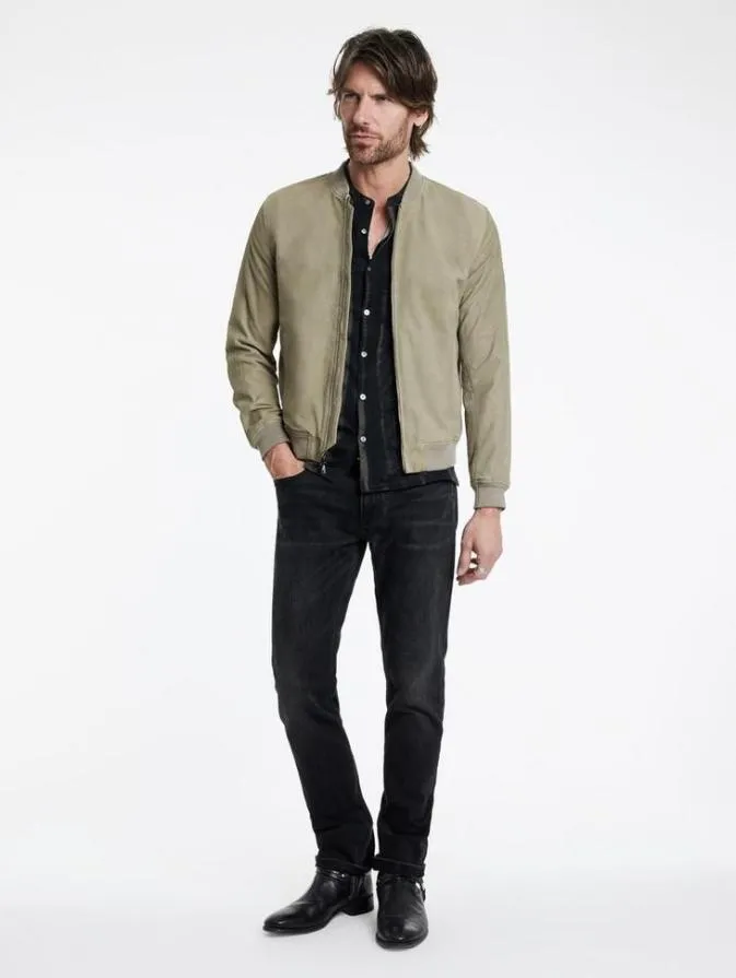 Men Leather Jackets John Varvatos KHAI BOMBER Spruce
