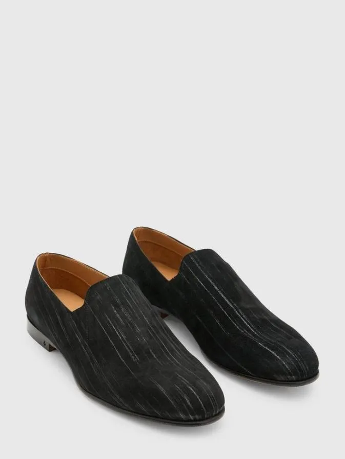 Men Leather Shoes John Varvatos VENICE SLIP ON Black