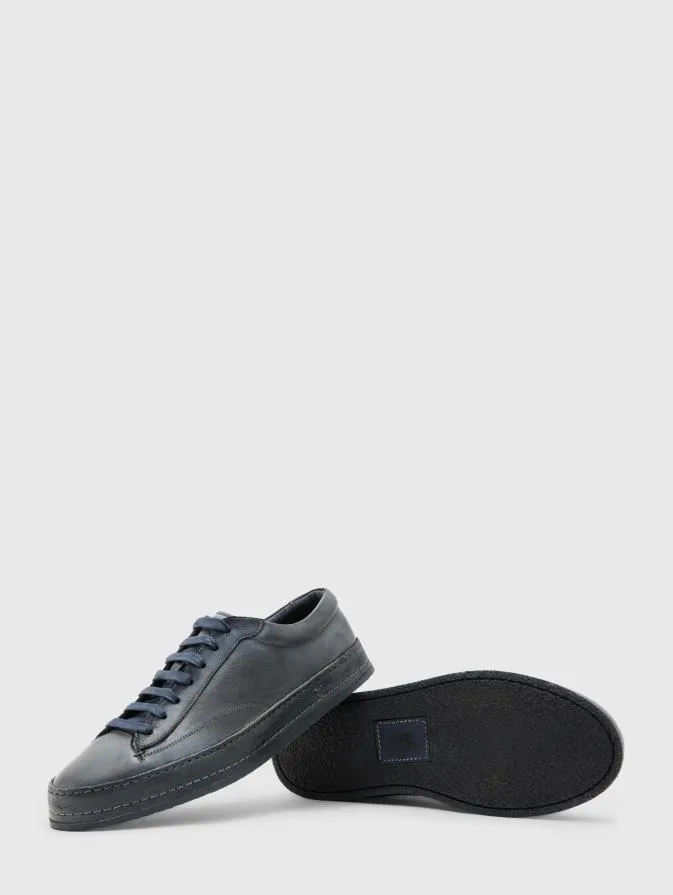 Men Leather Sneakers John Varvatos WOOSTER LOW TOP Blue Stone Men Leather Sneakers John Varvatos WOOSTER LOW TOP Blue Stone