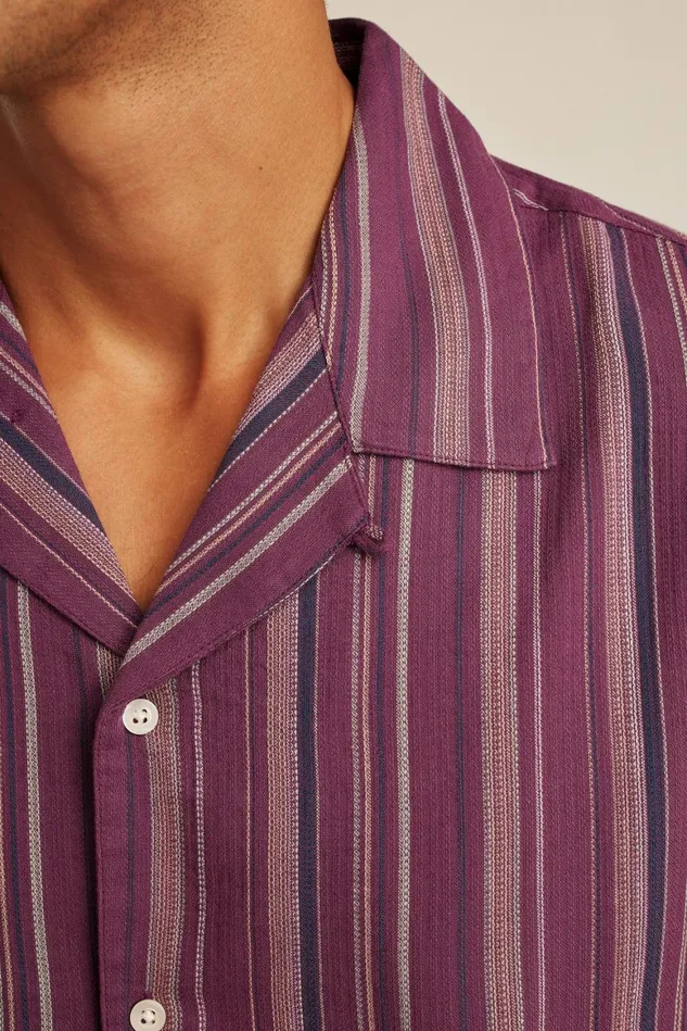 Men Limited Edition Riviera Cabana Shirt Burgundy Stripe Bonobos Casual Shirts